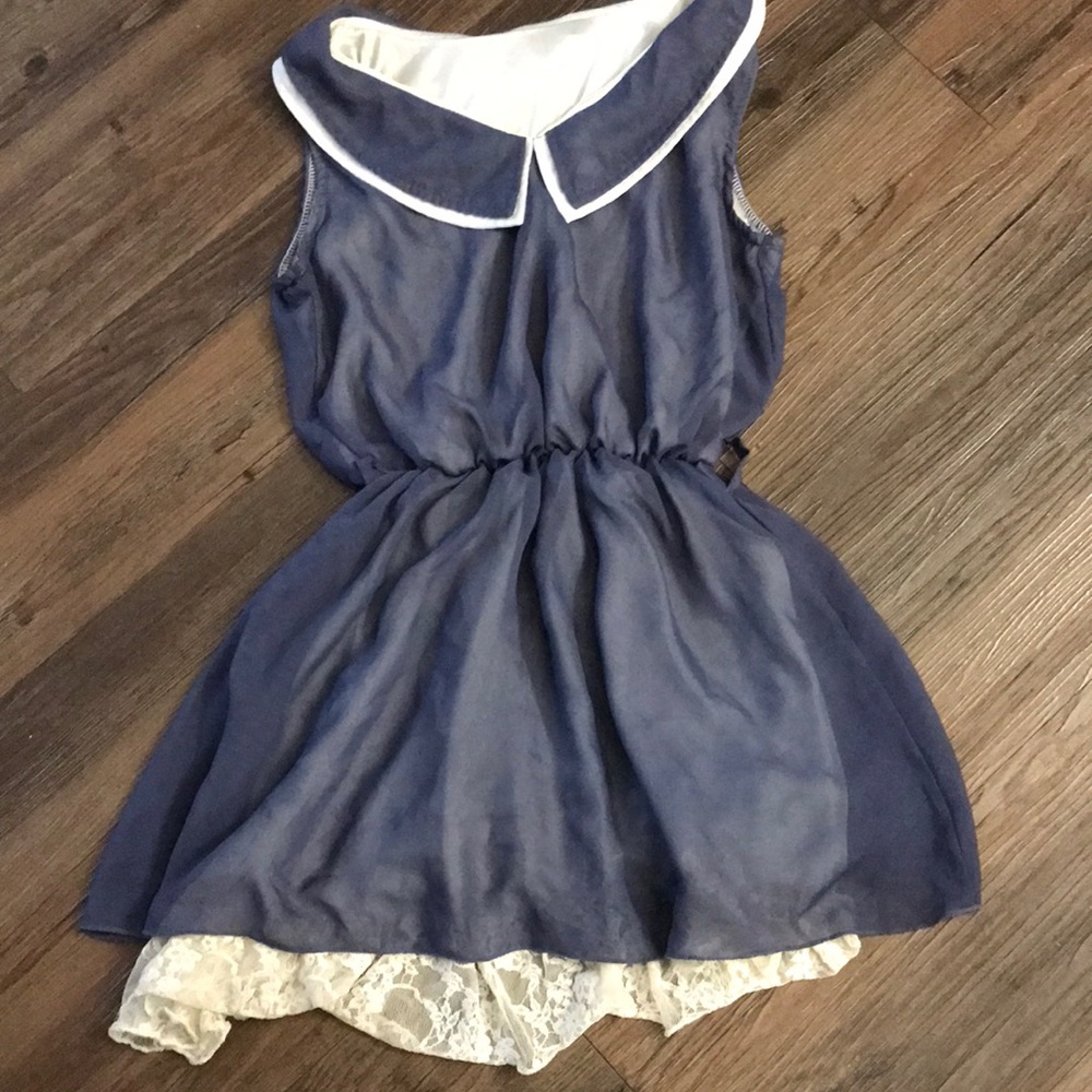 dusty blue collar dress